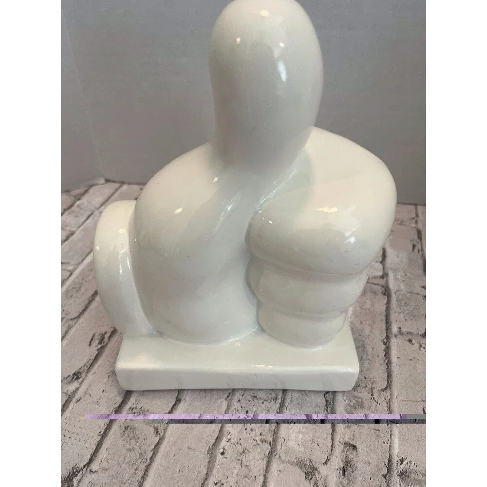 Disney Mickey Mouse Thumbs Up White Gloves Bookends Ceramic Hands Set 5.5 x 8.5